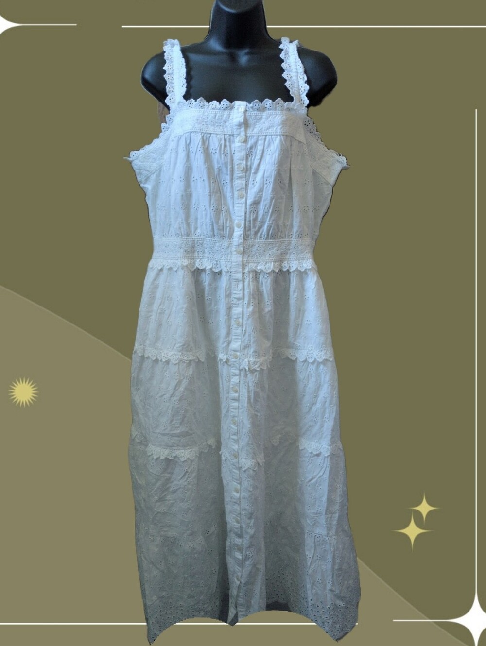 ✨ Nwt Gap X Doen Button Down Eyelet Midi Dress Size L
